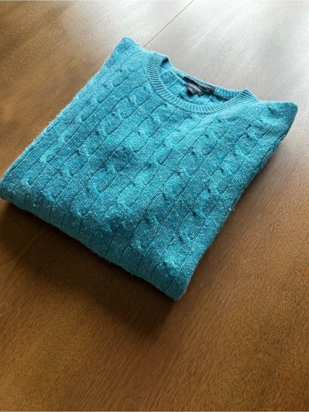 J. Crew Teal Cable-Knit Crewneck Sweater